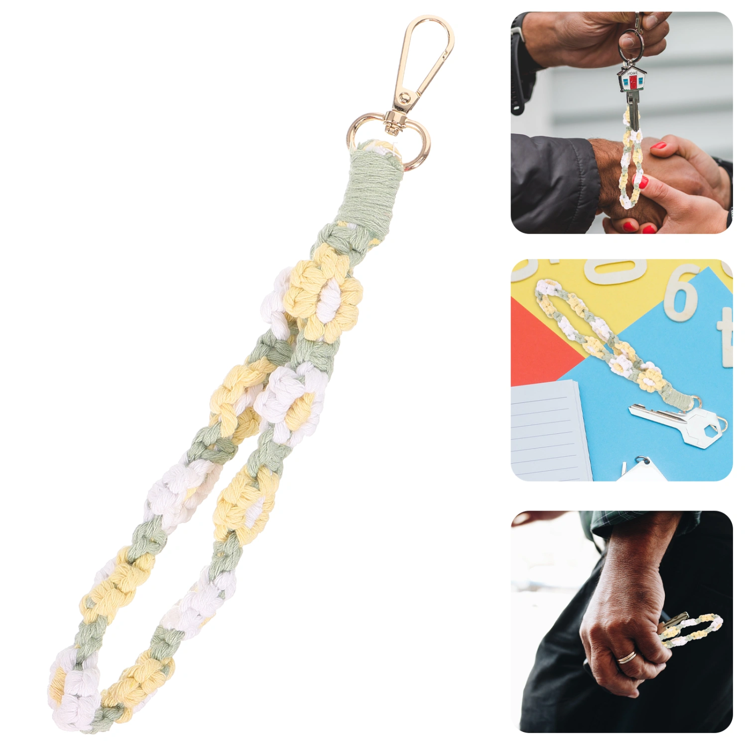 Woven Daisy Flower Keychain Decorative Keychain Handbag Keychain Pendant Keychain