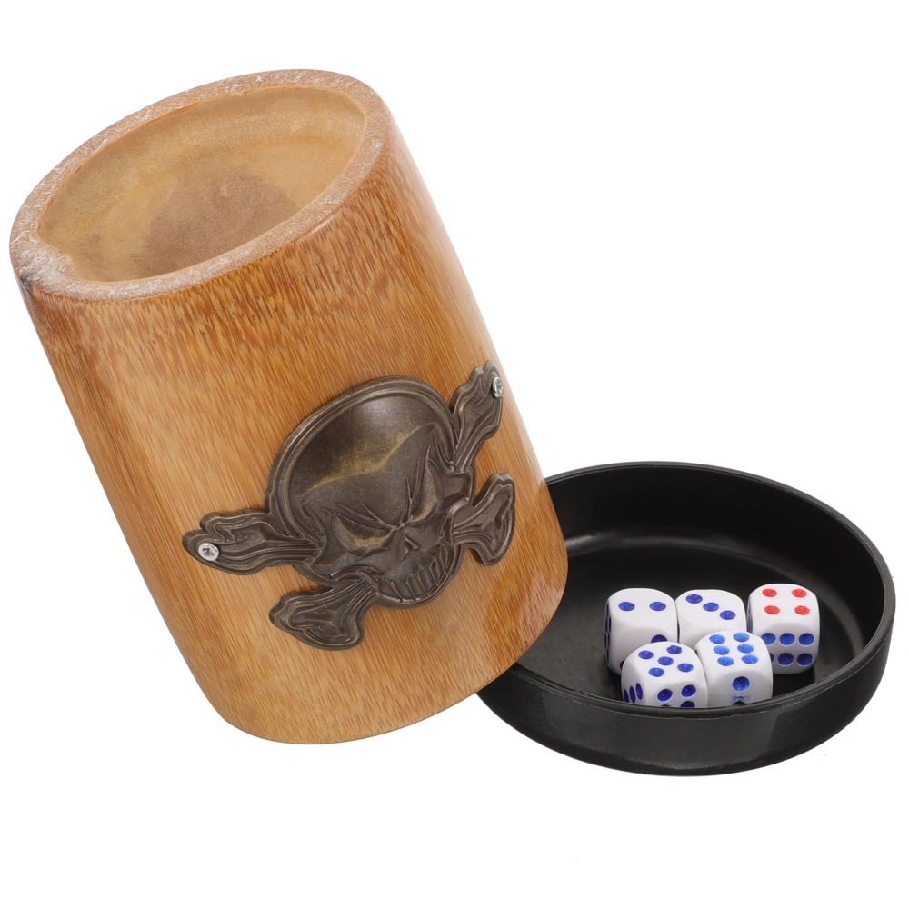 1 Set of Bamboo Dice Cup Dice Game Prop Party Entertainment Supply Dice Holder with Dice