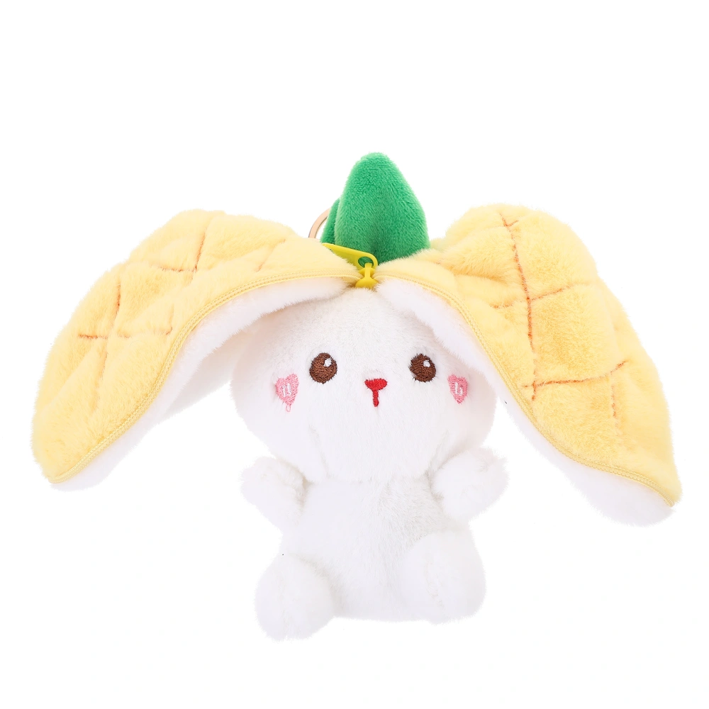 Zipper Plush Rabbit Toy Household Stuffed Bunny Doll Creative Hide Rabbit Pendant for Bag Key Chain