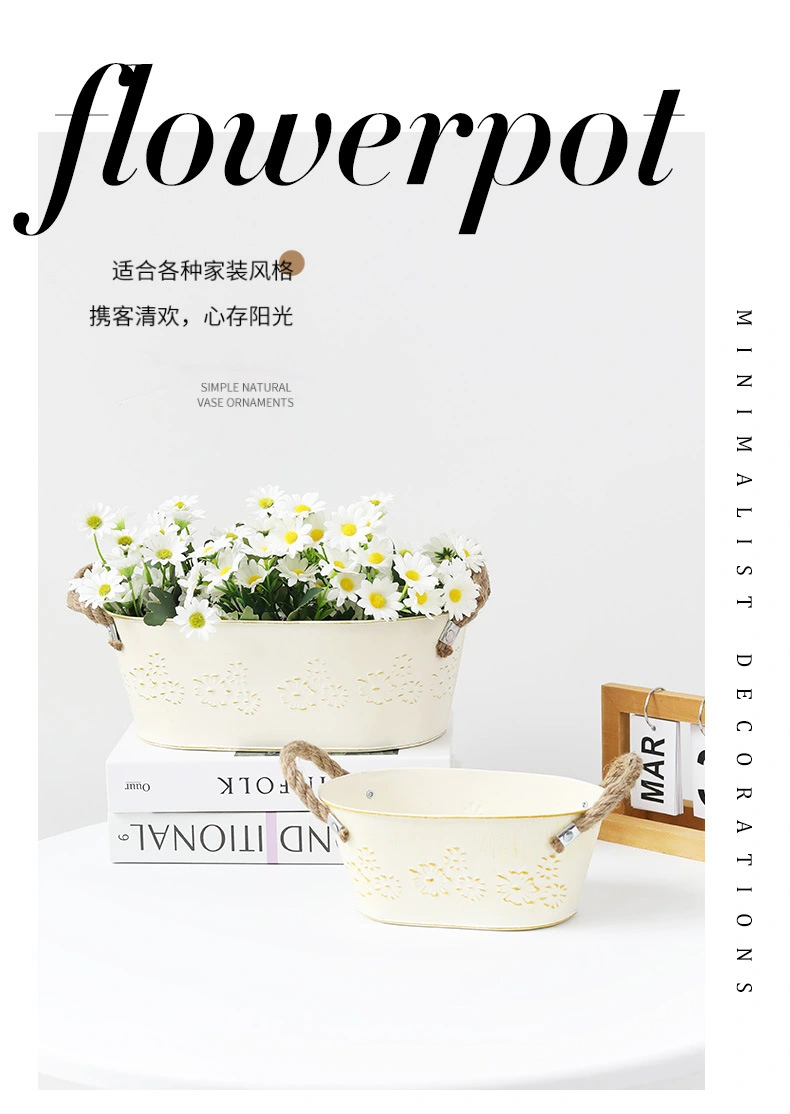 Vintage Flower Planter Iron Flower Container Iron Flower Bucket Backyard Decoration
