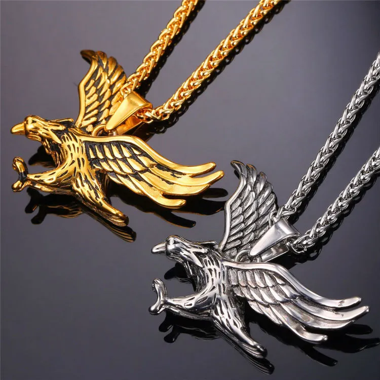 Eagle Pendant Necklace Metal Chain Necklace Vintage Pendant Men Neck Jewelry