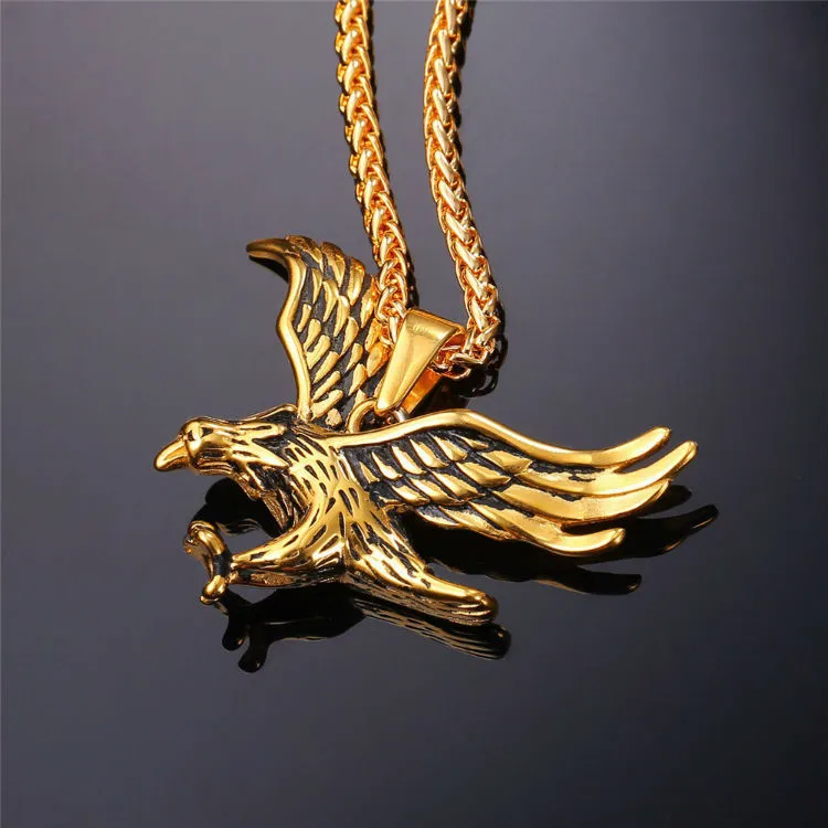 Eagle Pendant Necklace Metal Chain Necklace Vintage Pendant Men Neck Jewelry
