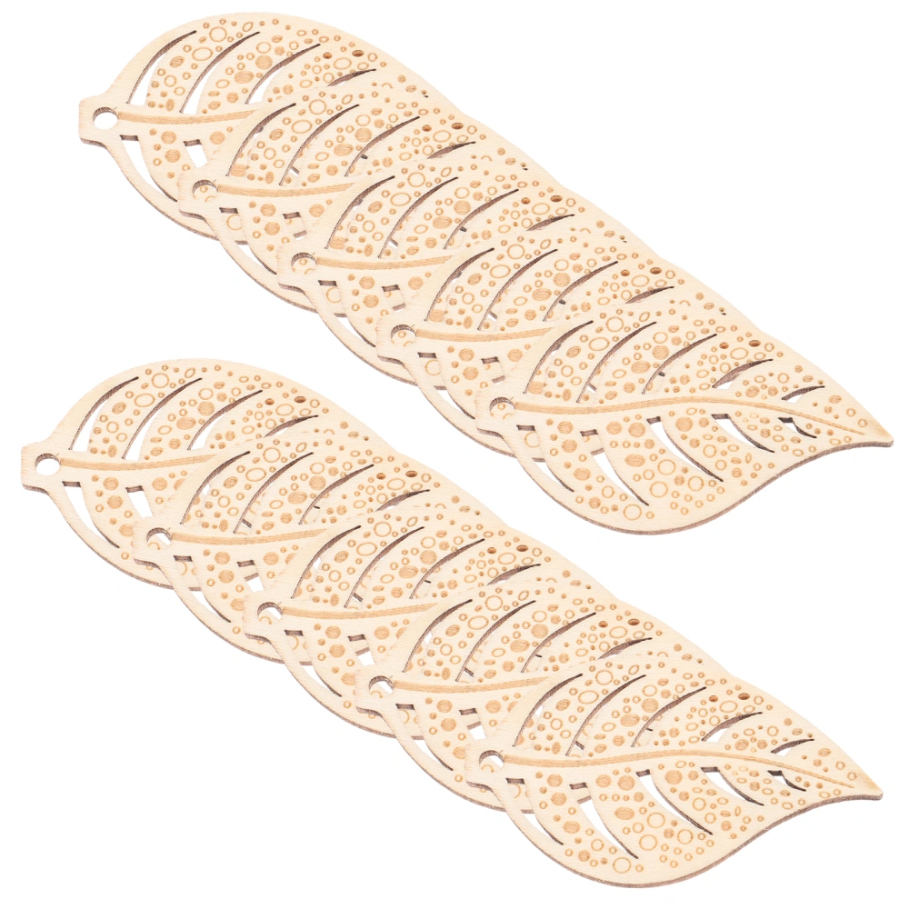 10Pcs Wooden Leaves Cutouts Unfinished Wood Cutouts DIY Hollow Leaves Wood Slices Wood Cutouts