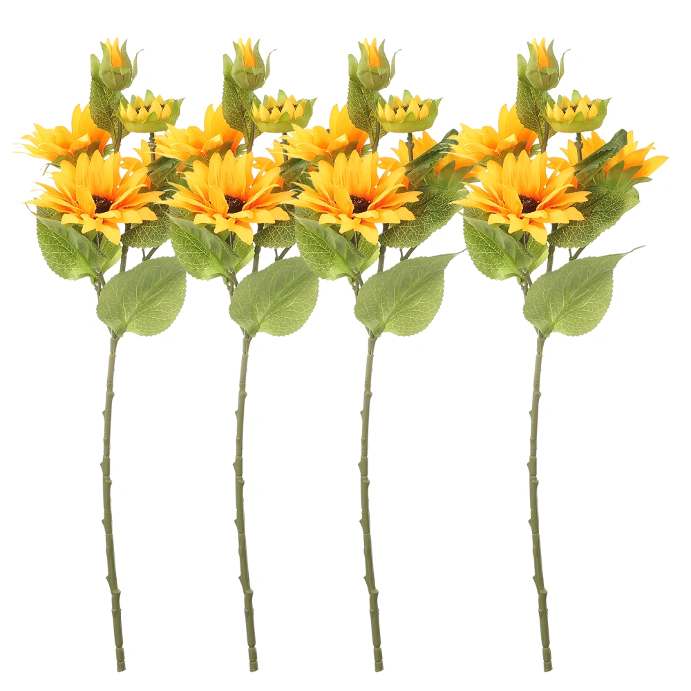 4pcs Artificial Sunflower Rustic Bouquet Artificial Flowers DIY Craft Party Garden Decoration