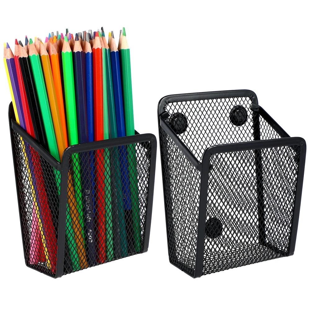 2 Pcs Magnetic Pencil Holders Mesh Iron Pen Baskets Metal Writing Utensil Storage Organizers for Whiteboards Blackboards