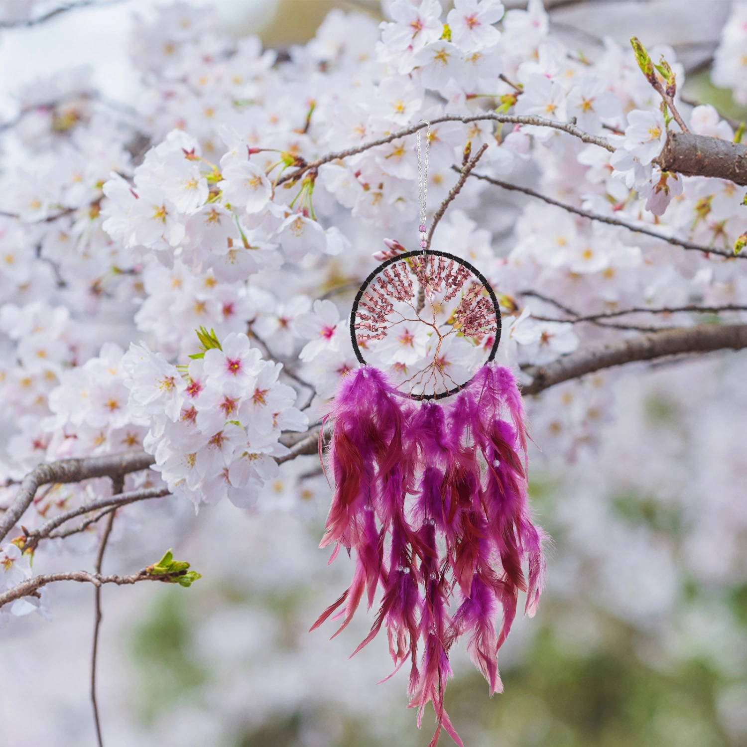 Decorative Dreamcatcher Pendant Crystal Stone Tree Wall Hanging Dream Catcher