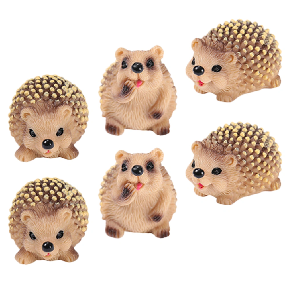 6Pcs Desktop Hedgehog Figurine Lawn Yard Decoration Adorable Craft Hedgehog Statue for Garden