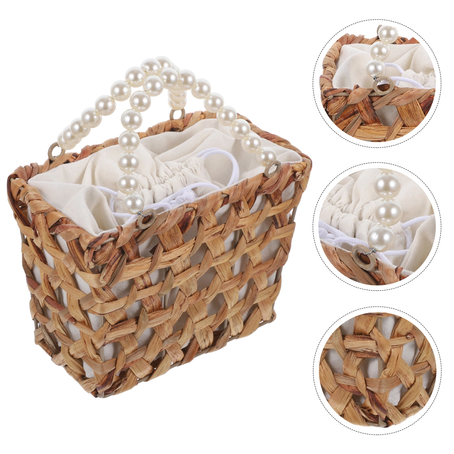 Handheld Woven Basket Household Storage Woven Basket Hand Woven Snacks Picnic Basket