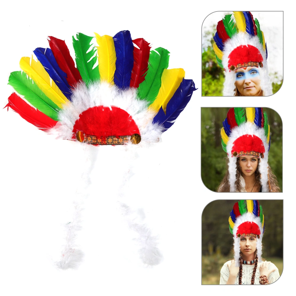 Plume Headdress Indian Headband Cosplay Headdress Plume Hat American Headdress