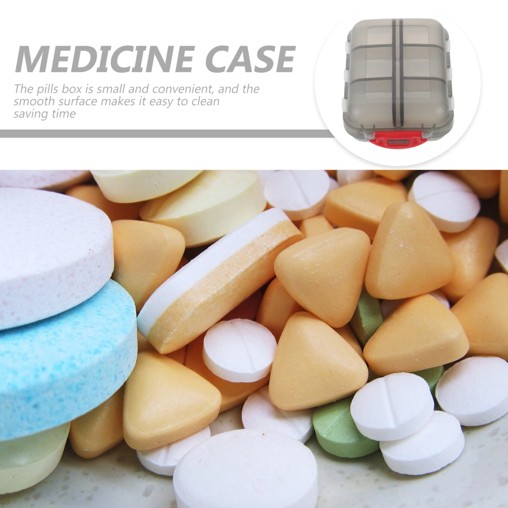 2Pcs Portable Pills Boxes Multi-grid Medicine Organizers Convenient Pills Storage Cases