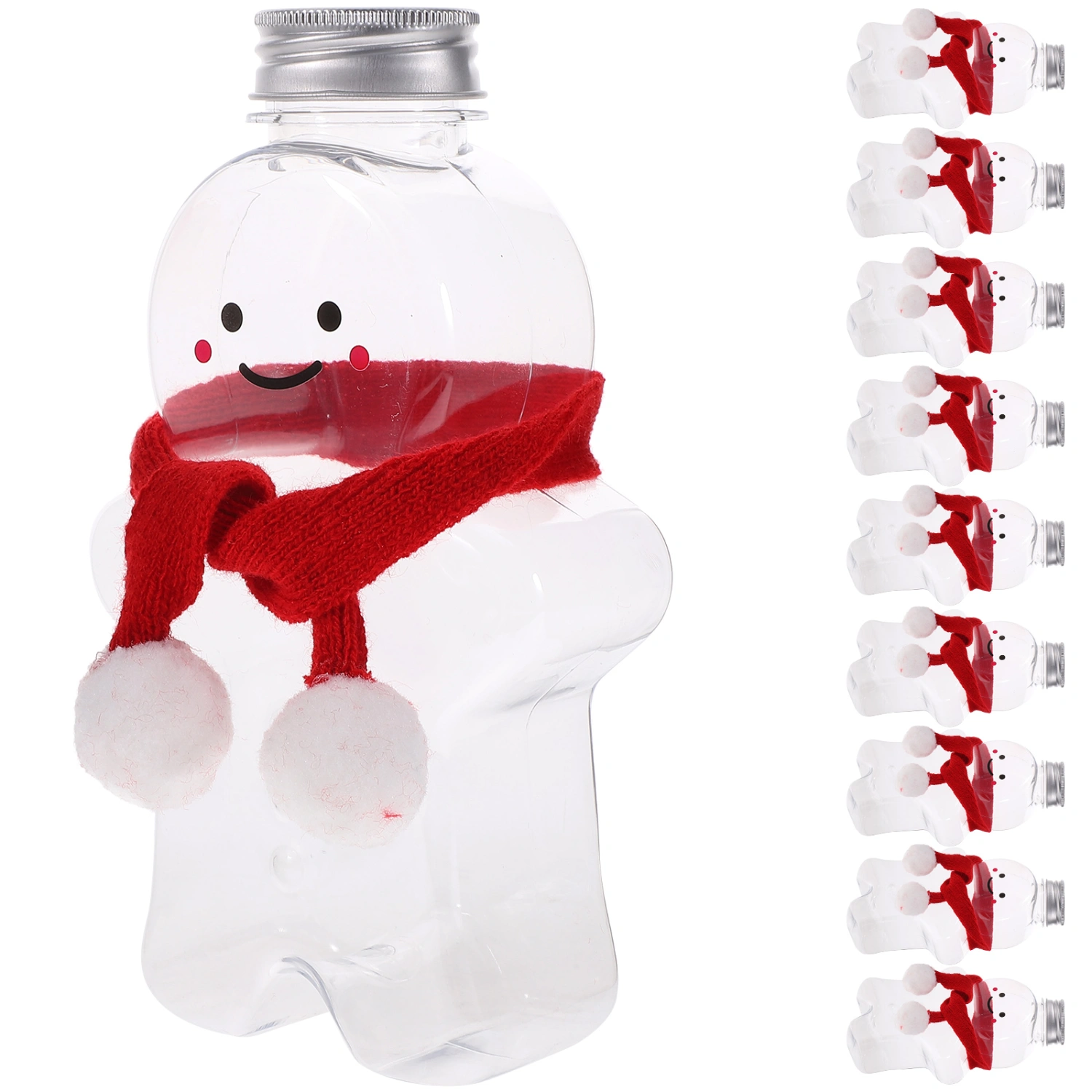 10 Sets Christmas Bottles Xmas Gingerbread Man Beverage Bottles Juice Bottles with Scarves