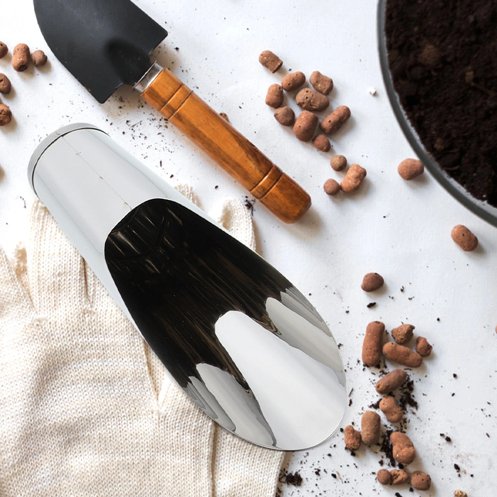 2Pcs Soil Shovel Stainless Steel Shovel Practical Shovel Stainless Steel Sifter Scoop(L)