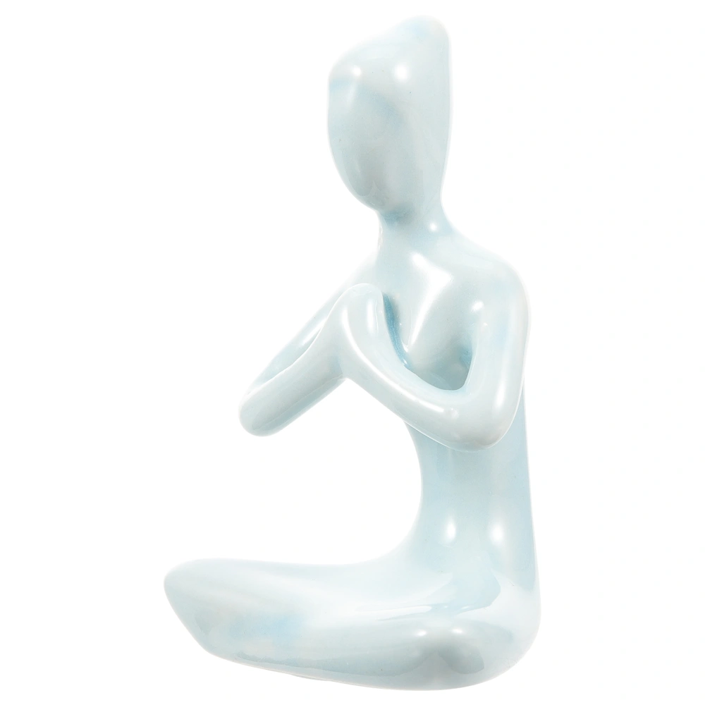 Yoga Statue Ceramic Yoga Pose Sculpture Zen Figurine Yoga Ornament for Bedroom Yoga Room