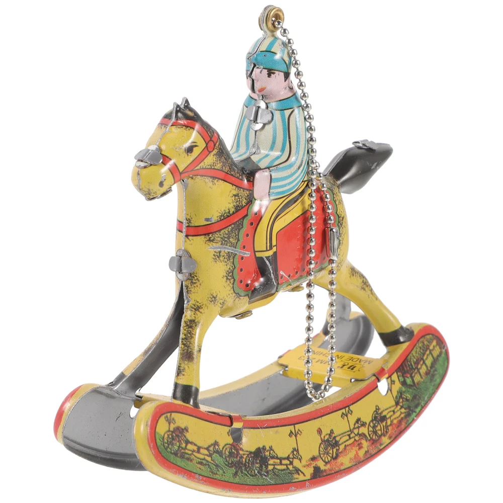 Delicate Rocking Horse Wind Up Adornment for Home Shop Scene Layout Ornament