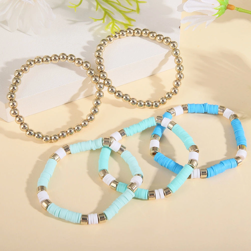 5pcs Bohemian Bracelets Polymer Clay Bracelets Retro Bracelets Women Wrist Jewelries