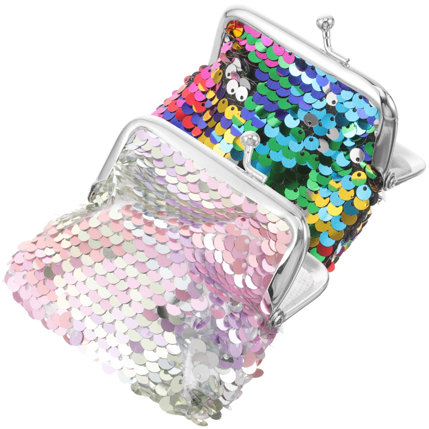 2pcs Coin Purses Sequins Coin Wallet Small Purse with Kiss Lock for Women and Girls
