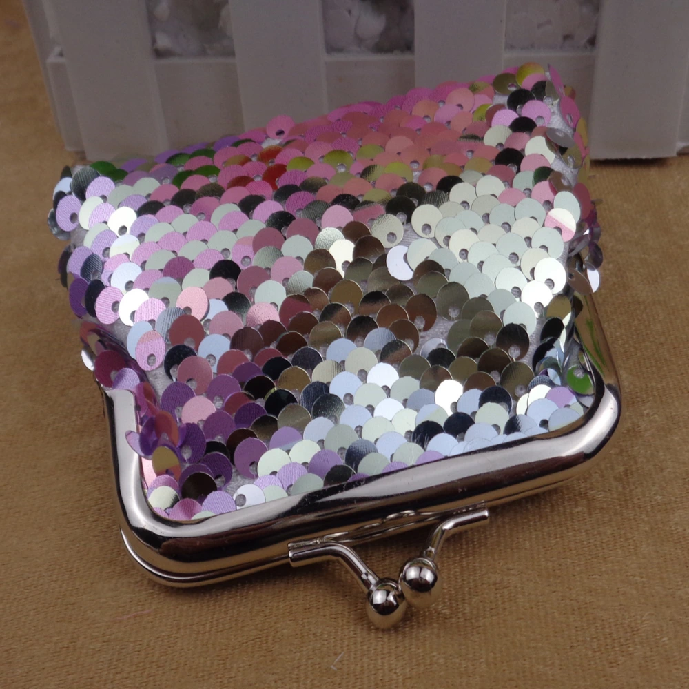 2pcs Coin Purses Sequins Coin Wallet Small Purse with Kiss Lock for Women and Girls