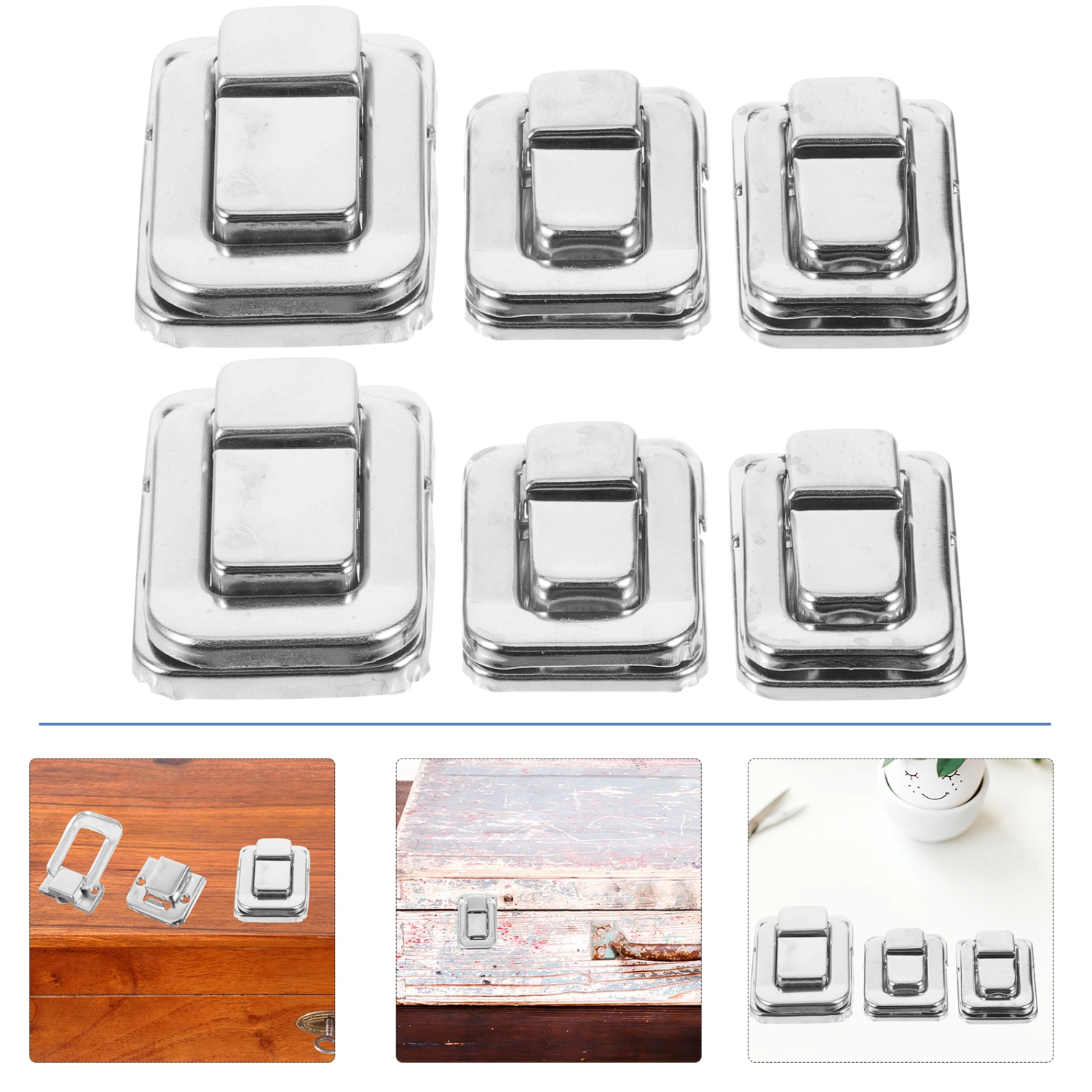 6Pcs Small Jewelry Box Hinge Latch Lock Clear Clasp Hasp Buckles Box Accessory