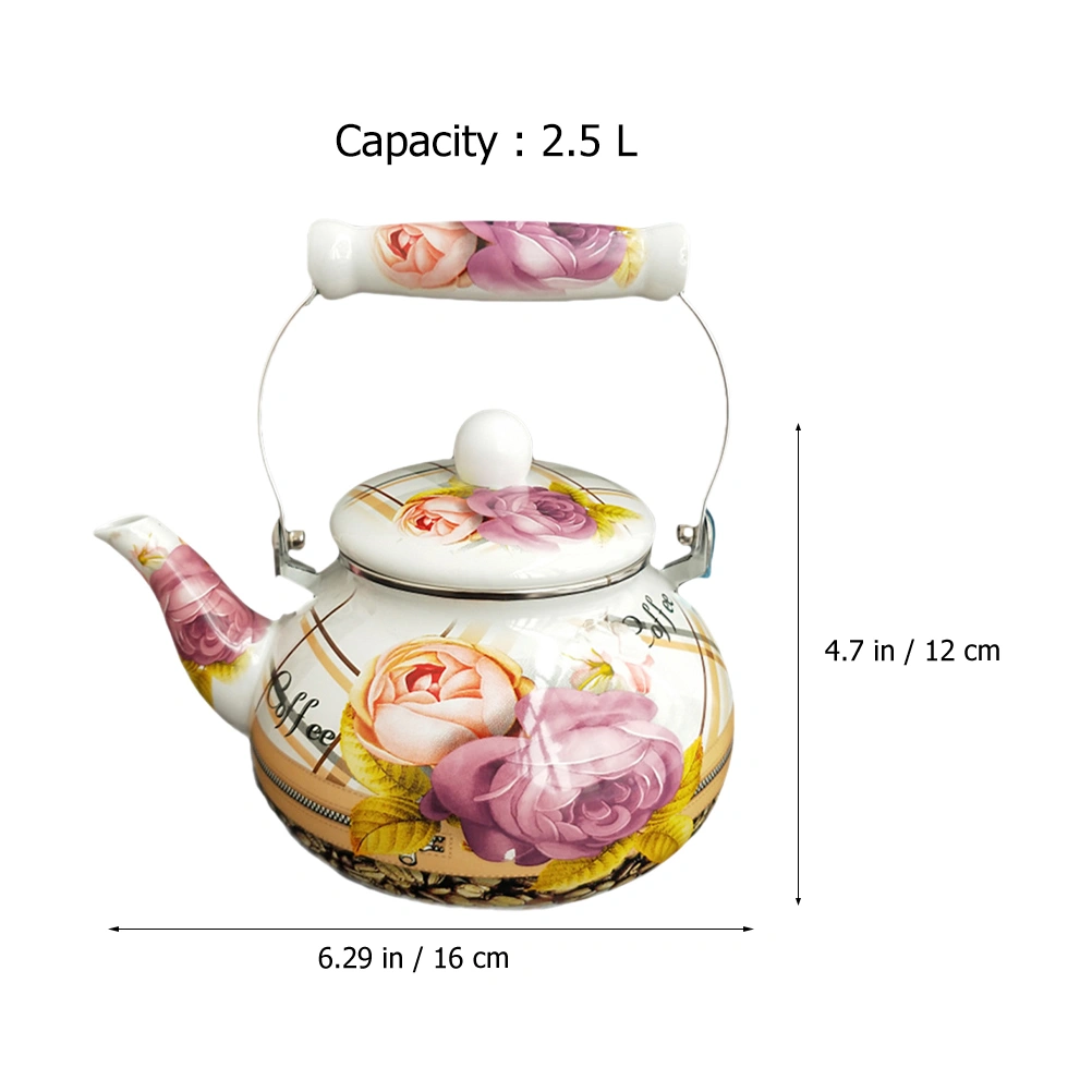 Enamel Water Kettle Vintage Tea Kettle Enamel Teapot Household Water Boiling Kettle(2.5L)
