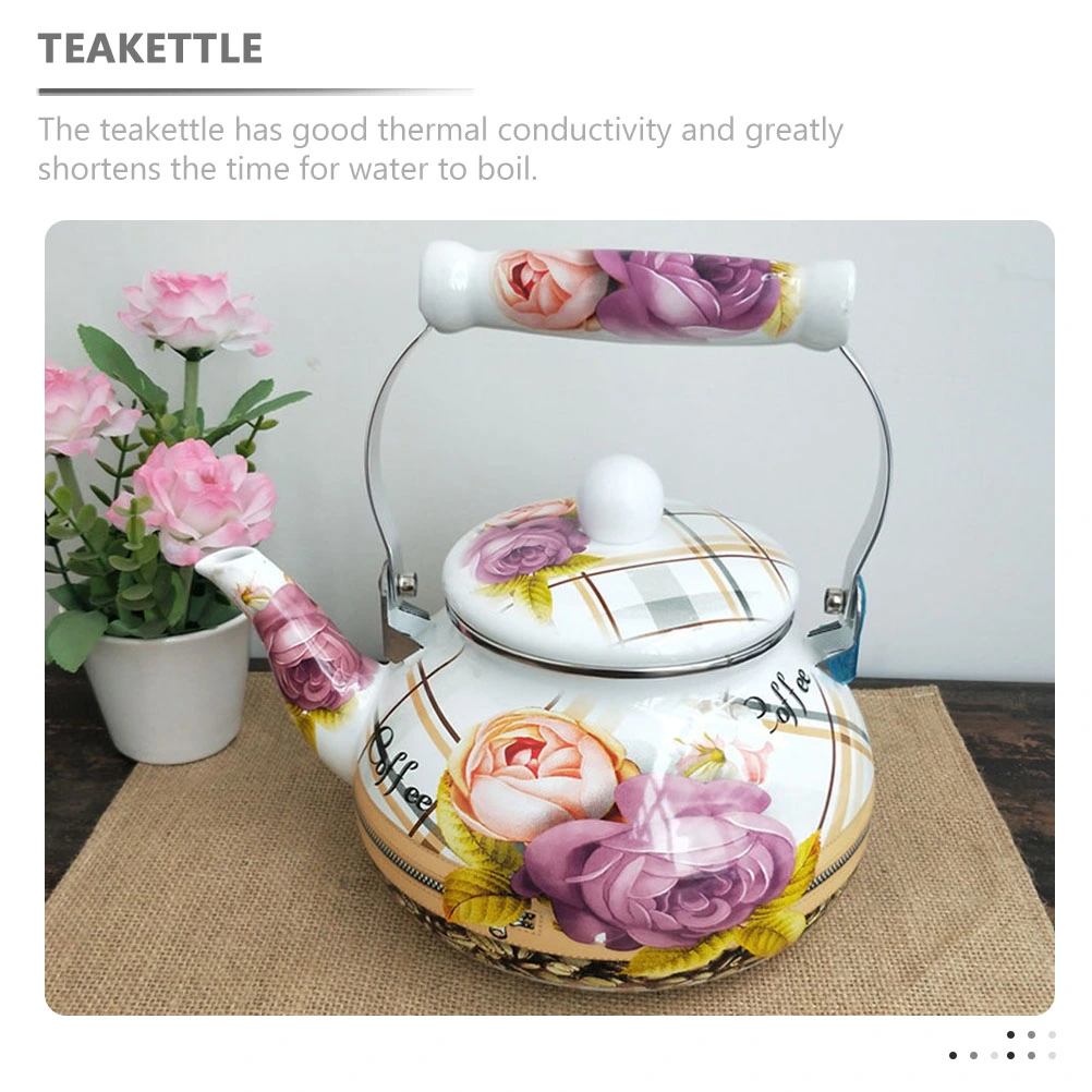Enamel Water Kettle Vintage Tea Kettle Enamel Teapot Household Water Boiling Kettle(2.5L)