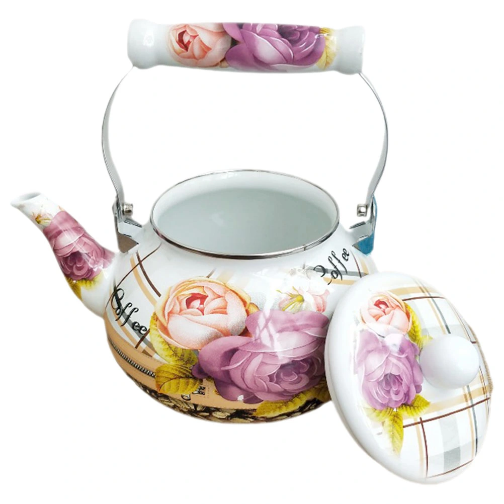 Enamel Water Kettle Vintage Tea Kettle Enamel Teapot Household Water Boiling Kettle(2.5L)