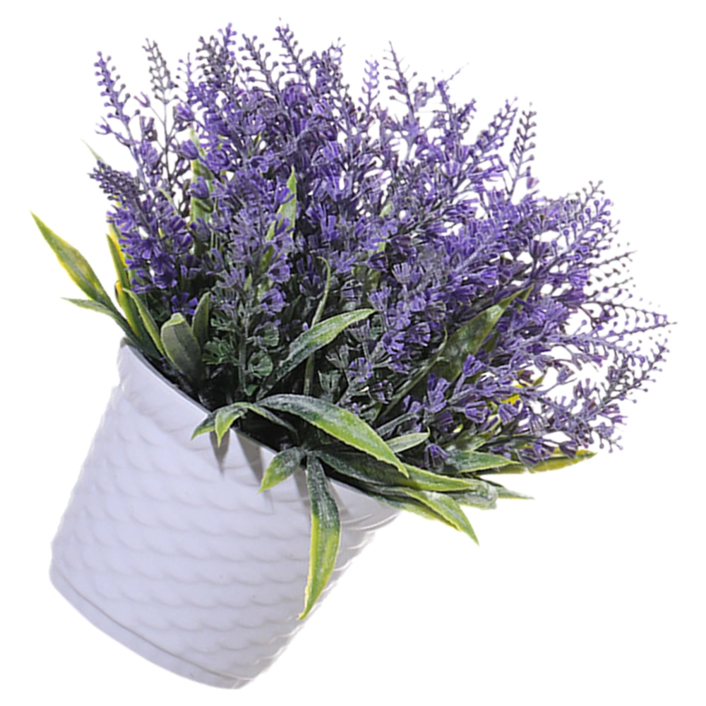 2pcs Artificial Lavender with Pot Artificial Flower Decoration Balcony Potted Flower Table Decor