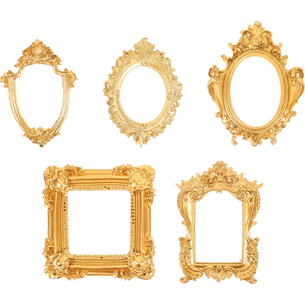 5pcs Photo Frame Props Decorative Resin Picture Frames Retro Picture Frames for Jewelry Display