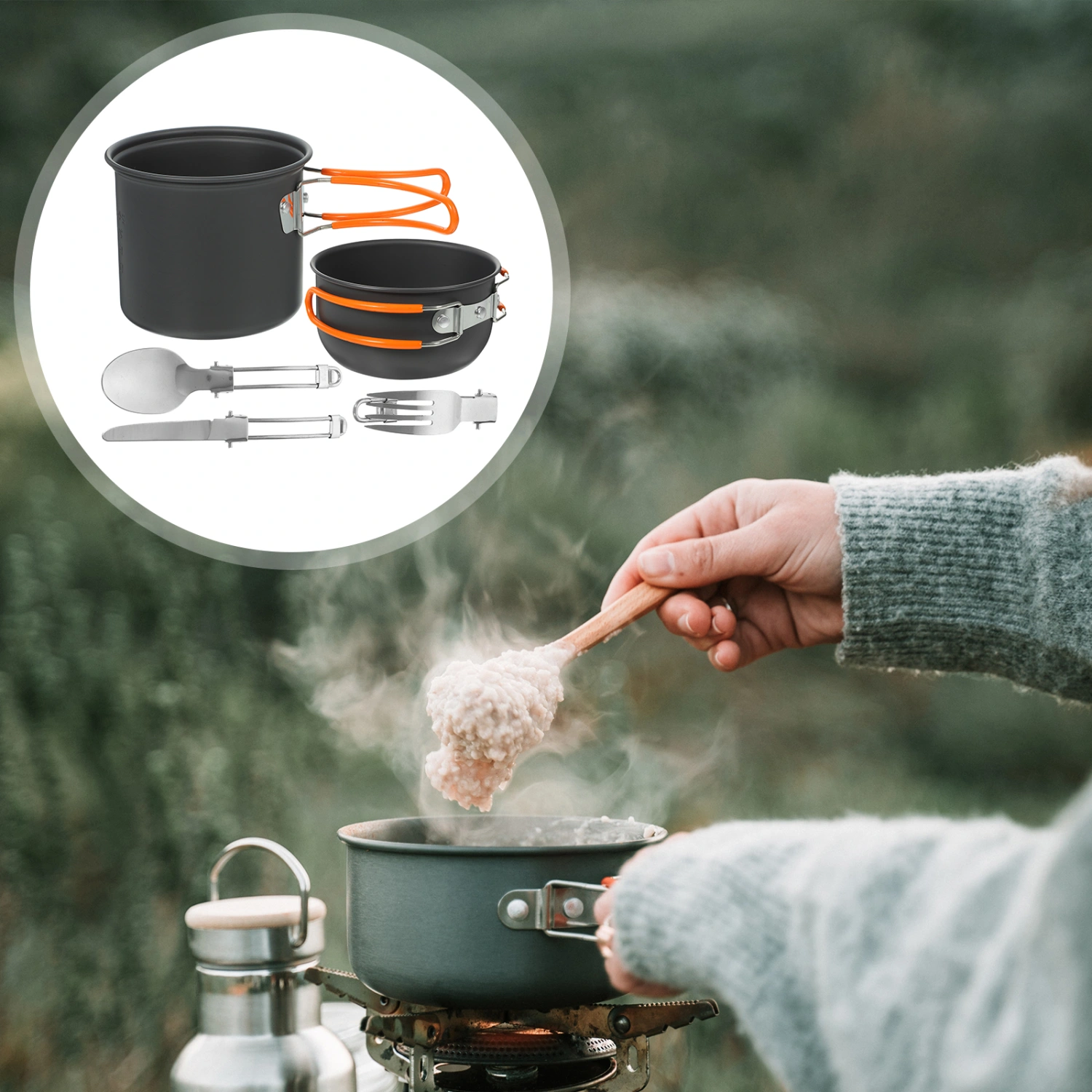 1 Set of Camping Cookware Set Metal Camping Cookware Camping Cooking Utensils Set
