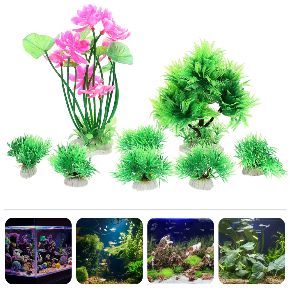 8Pcs Betta Fish Tank Plant Decoration Simulation Plant Ornament Fish Hide Accessory