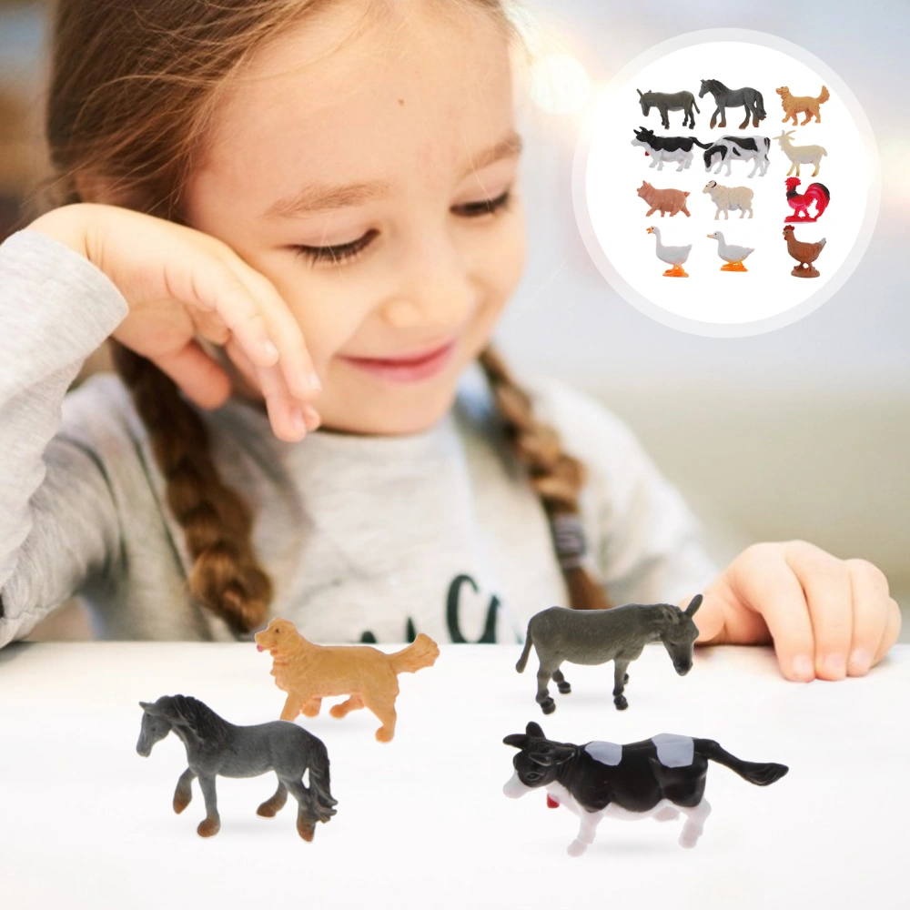 12pcs Mini Animal Figurines Simulation Animal Ornaments Mini Farm Animal Decorations