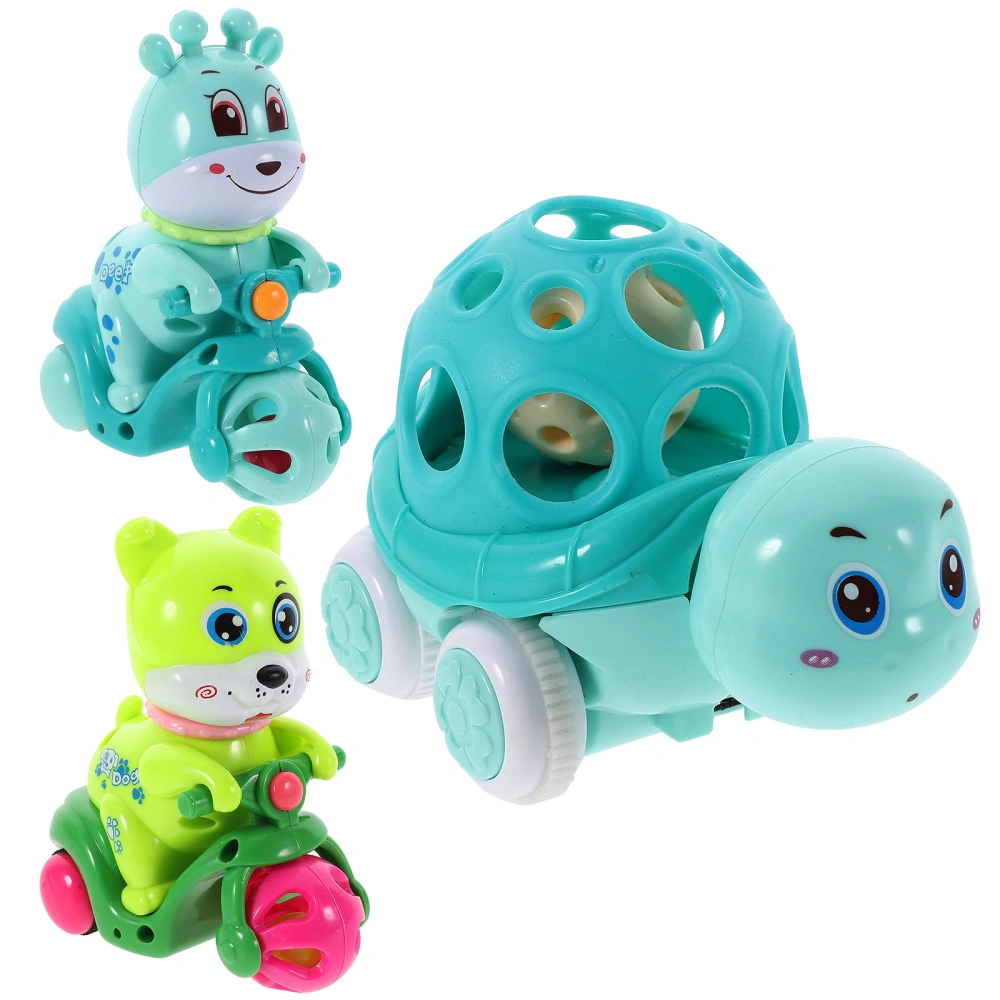 3pcs Cartoon Cars Car Toys Cartoon Car Children Plaything Inertia Car Model Built-bell Car Toys