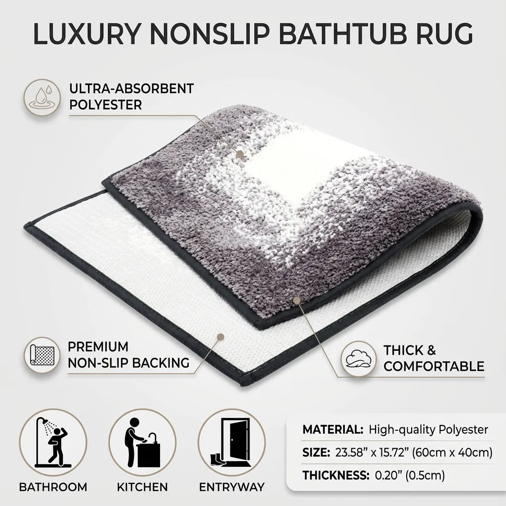 Nonslip Pattern Bathtub Rug Kitchen Bathroom Thicken Bathroom Rug Absorbent Carpet