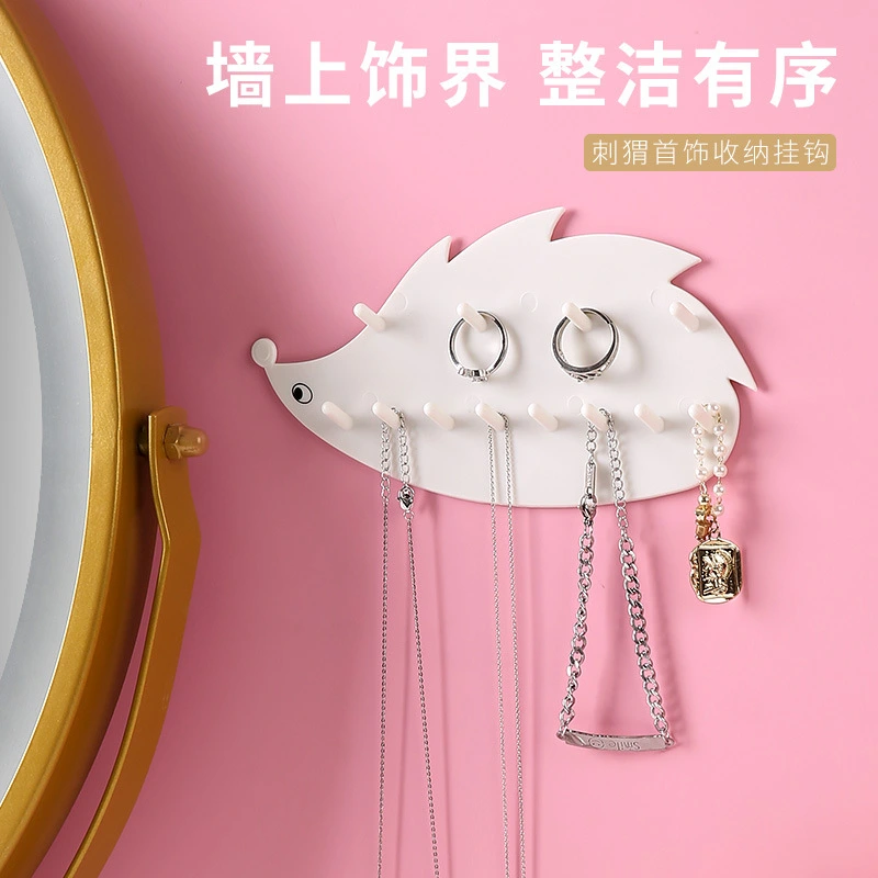 2pcs Wall Necklace Holder Cute Hedgehog Molding Necklace Jewelry Wall Organizer