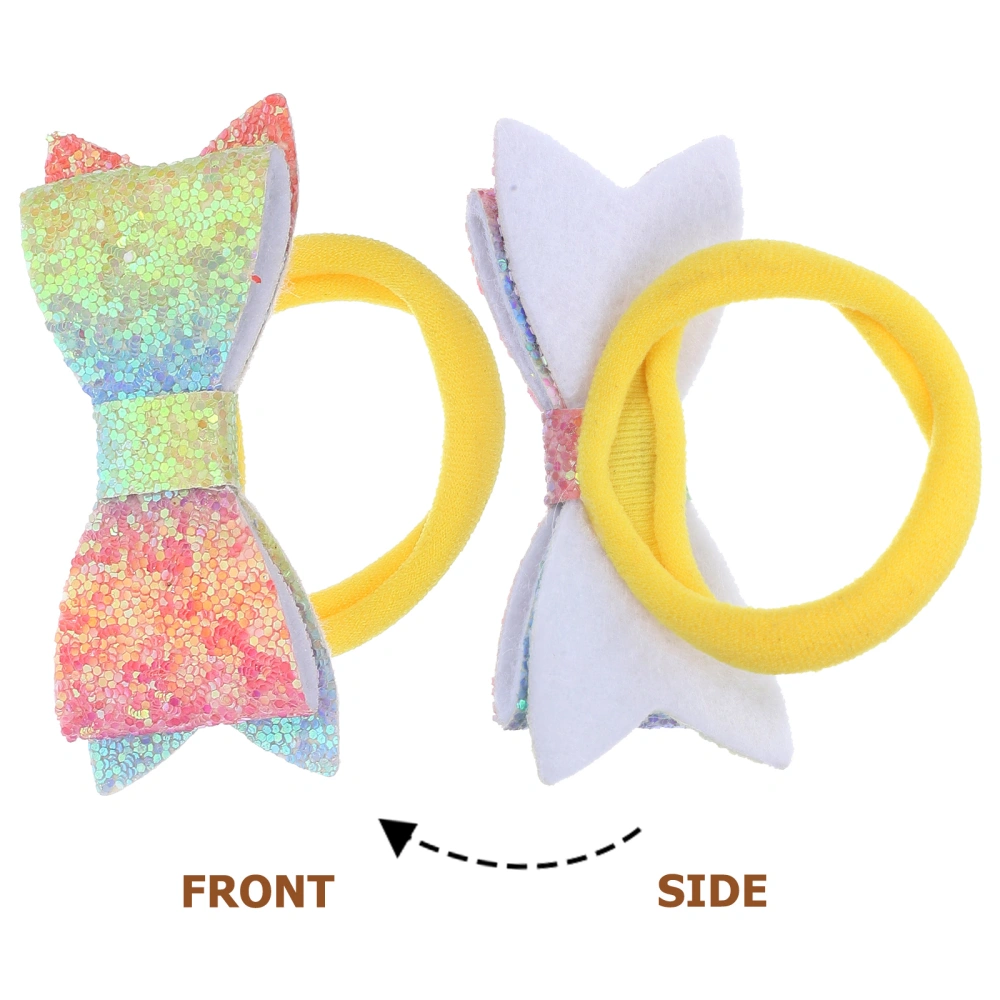 2 pcs Glitter Bow Hair Ties Cute Bow Hair Ties Elastic Ponytail Holder Elastic Hair Ties