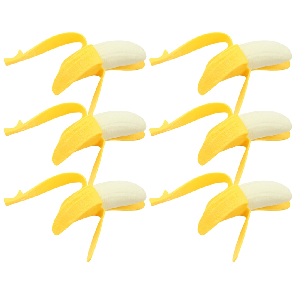 6pcs Banana Squeeze Toys Simulation Bananas Photo Props Fruit Squeeze Toys Stress Relief Toys