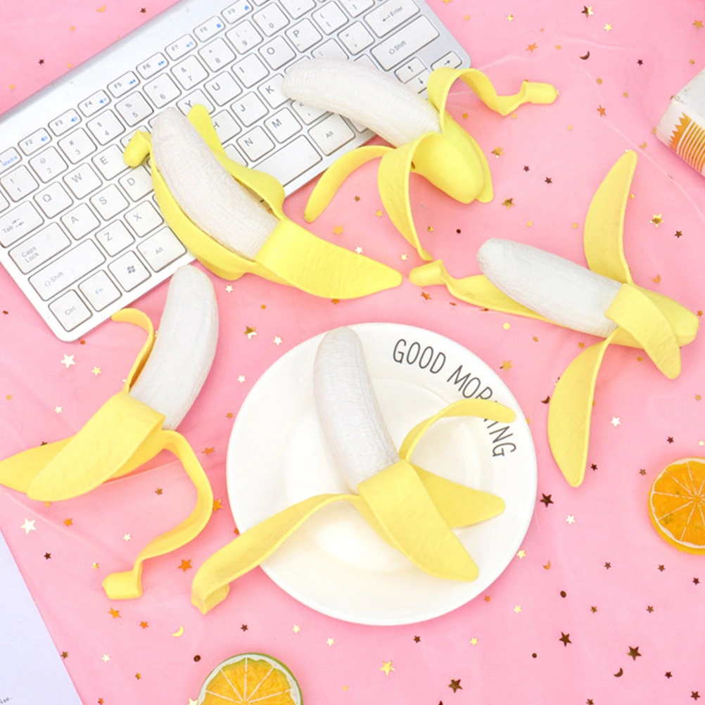 6pcs Banana Squeeze Toys Simulation Bananas Photo Props Fruit Squeeze Toys Stress Relief Toys