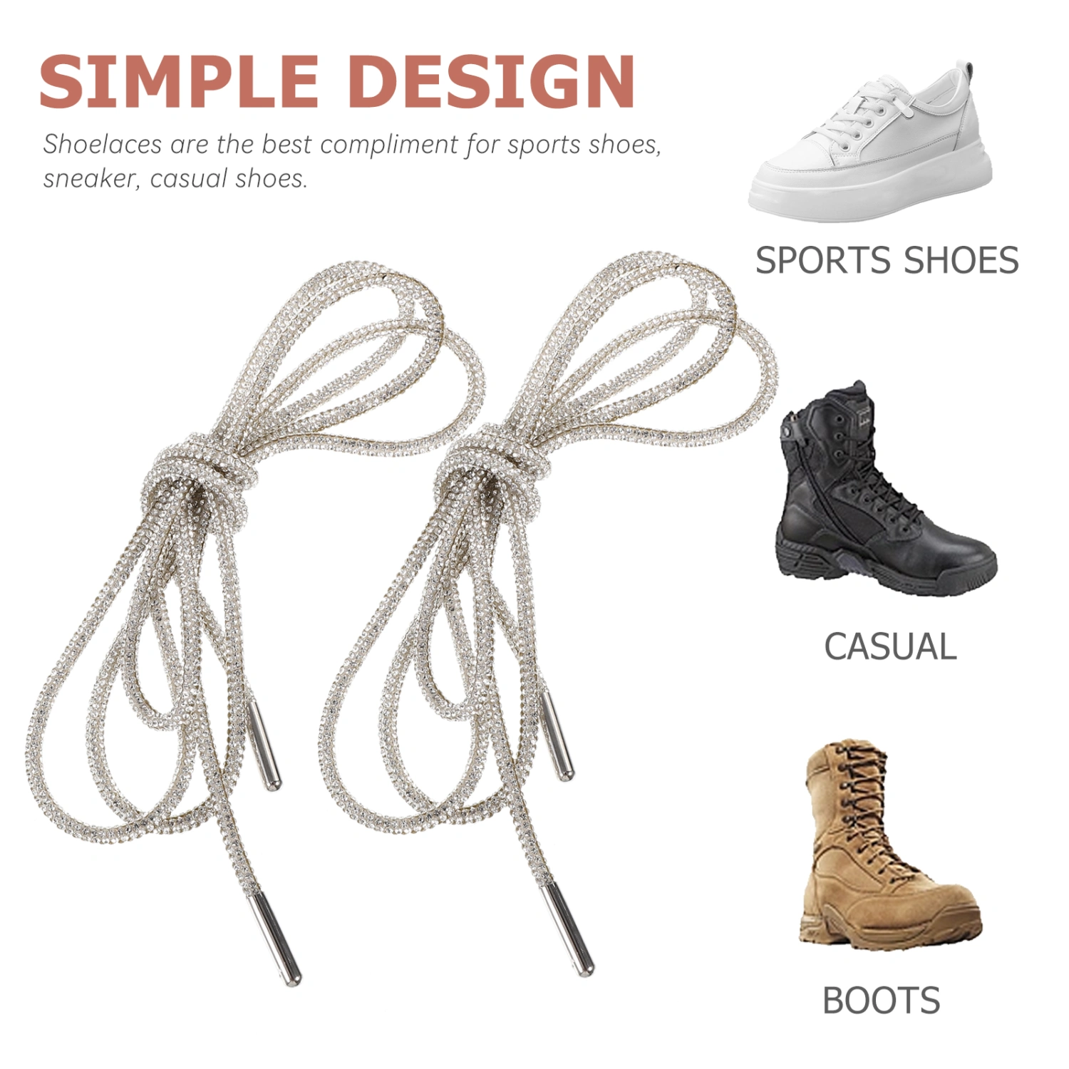 1 Pair Rhinestone Shoe Laces Bling Shoelaces Glitter Shoe Laces Crystal Shoelaces for Casual Shoes