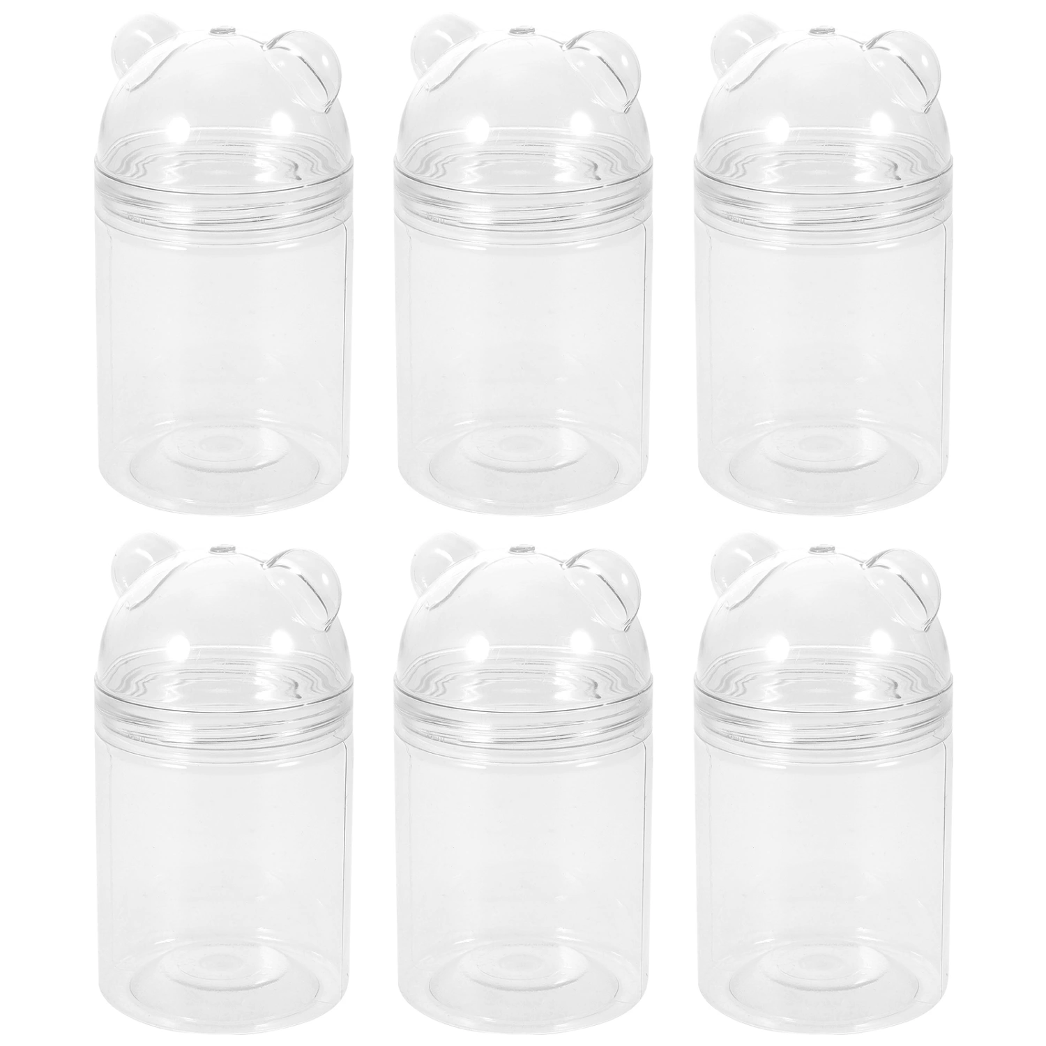 6pcs Transparent Candy Bottles Bear Shape Holiday Party Candy Storage Jar(250ml)