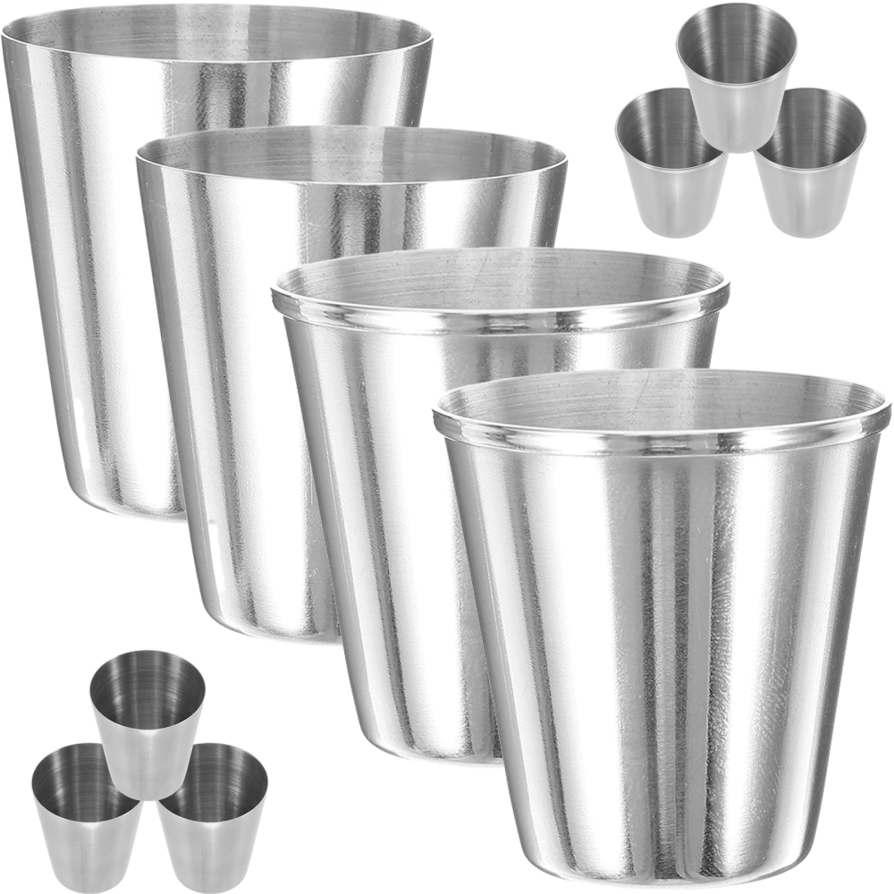 10Pcs Stainless Wine Cups Multi-function Water Cups Household Liquor Cups Home Supply(30ml)