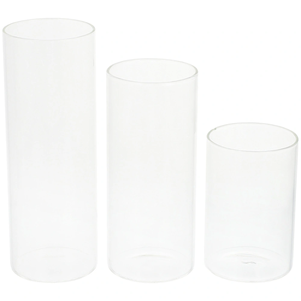 3pcs Candleholders Chimney Cup Glass Cylinder Windproof Candle Shade Glass Candle Cylinder