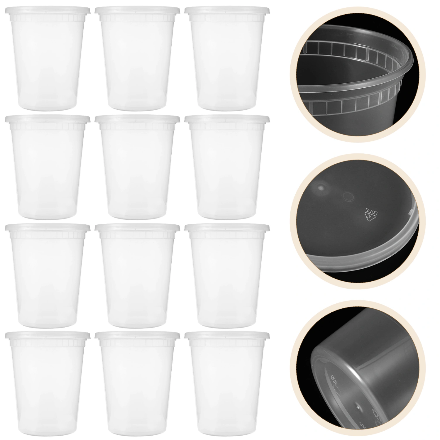30 Sets of Soup Container with Lid Disposable Food Container Takeout Food Container Lidded Food Cup