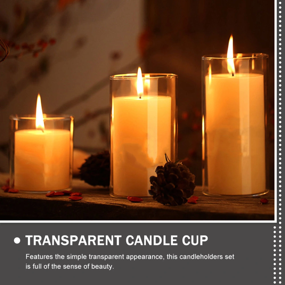 3pcs Candleholders Chimney Cup Glass Cylinder Windproof Candle Shade Glass Candle Cylinder