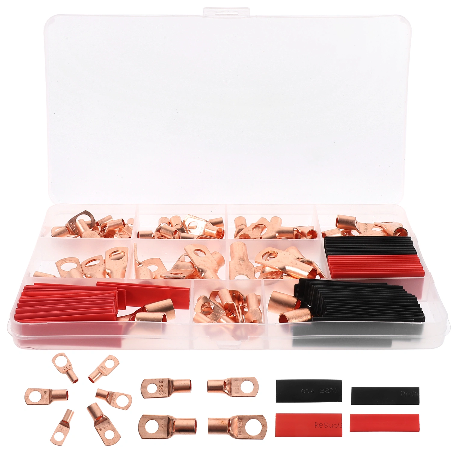 1 Set  Wire Terminals Heat Shrink Tubing Kit Copper Wire Lugs with Heat Shrink Tubing