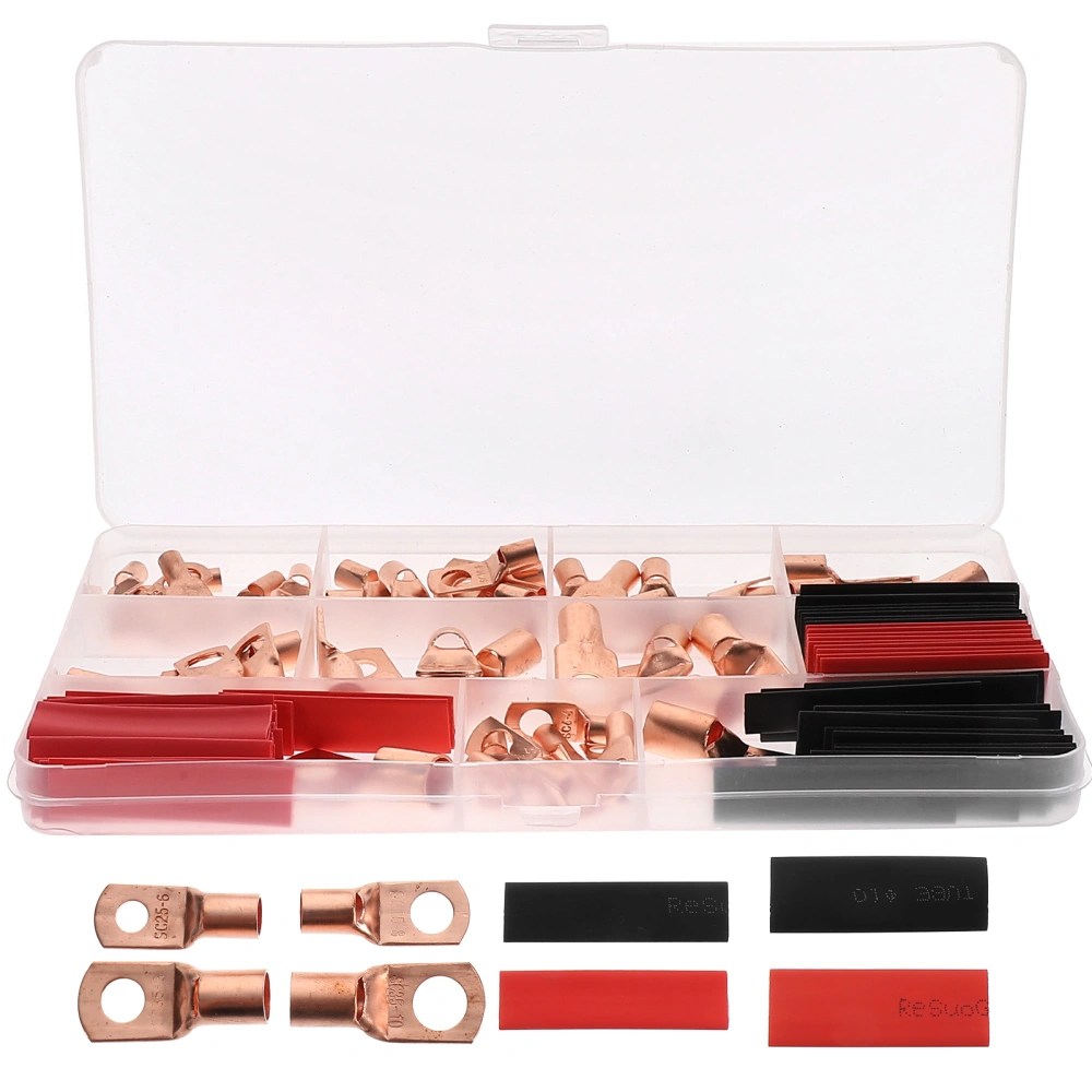 1 Set  Wire Terminals Heat Shrink Tubing Kit Copper Wire Lugs with Heat Shrink Tubing