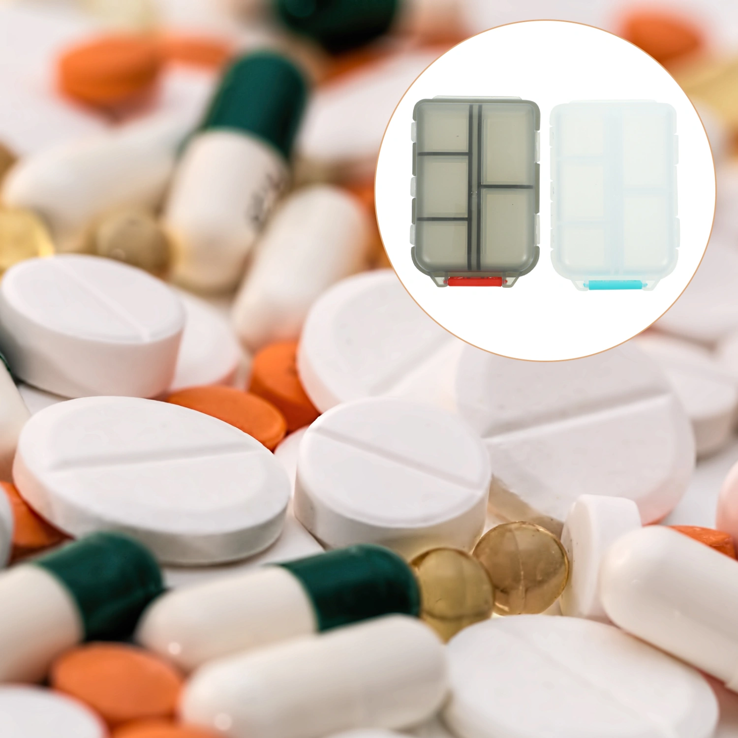 2pcs Medicine Case 10-grid Compact Pill Box Organizer Weekly Pill Case Box