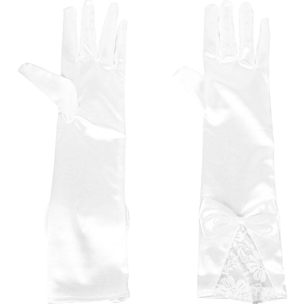 1 Pair Bride Gloves Women's Long Satin Finger Gloves Bridal Dance Gloves for Wedding Prom