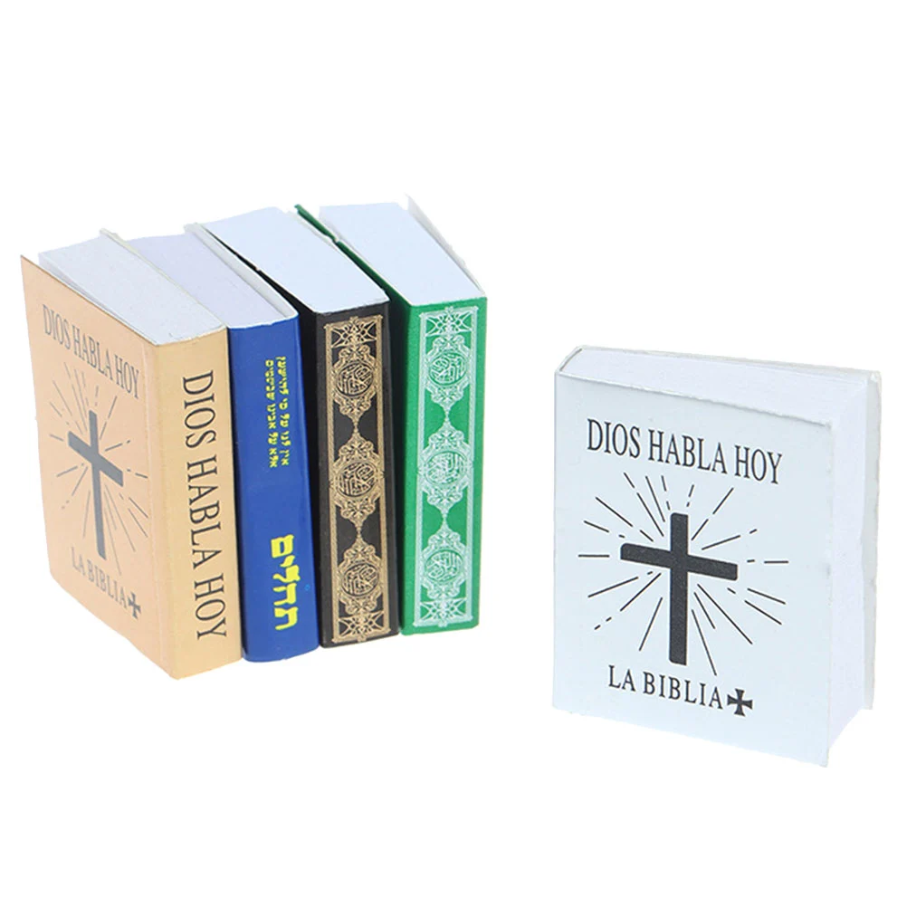 5Pcs Mini Books Decors Mini House Bible Models Tiny Bible Book Ornaments Kids Miniature Book Toys