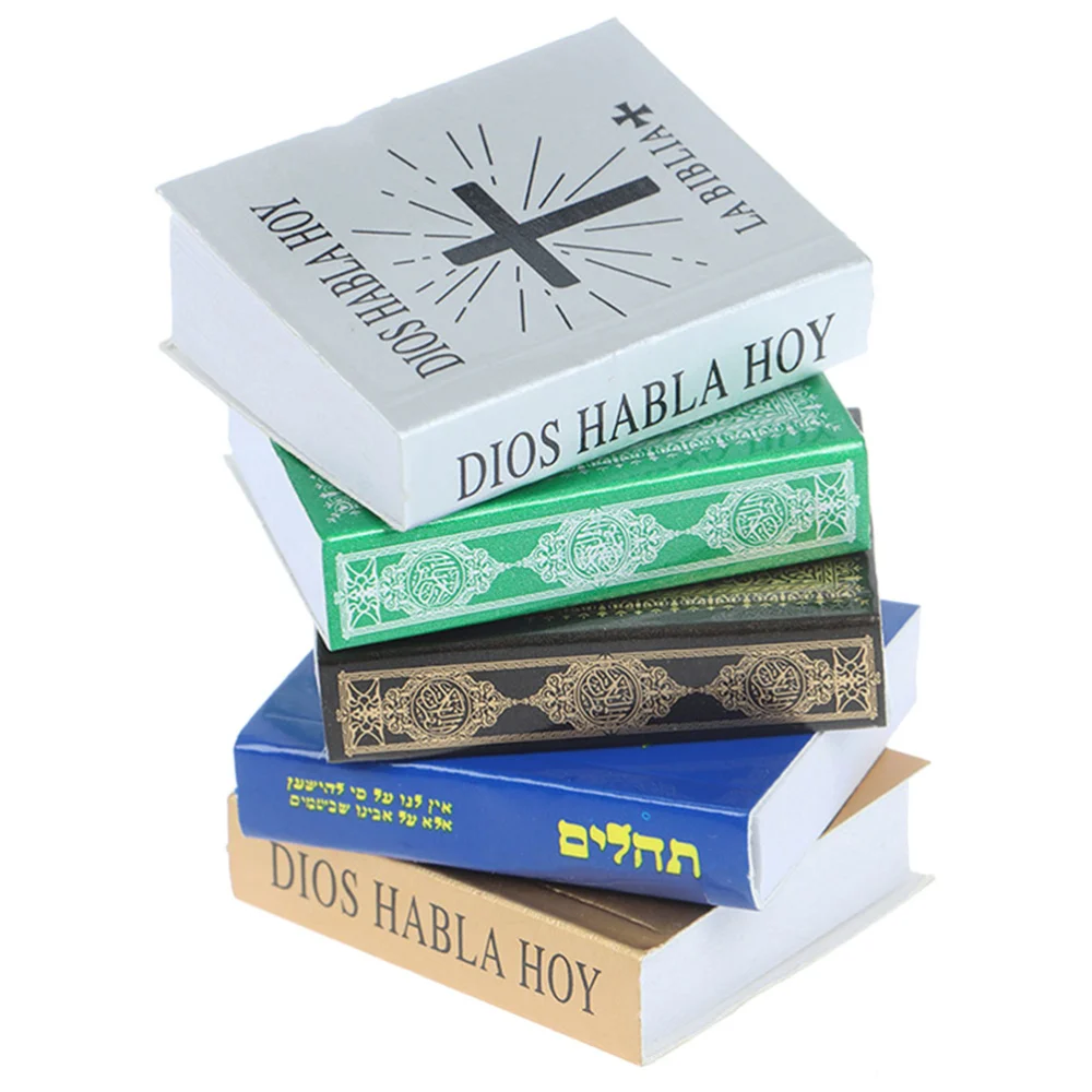 5Pcs Mini Books Decors Mini House Bible Models Tiny Bible Book Ornaments Kids Miniature Book Toys