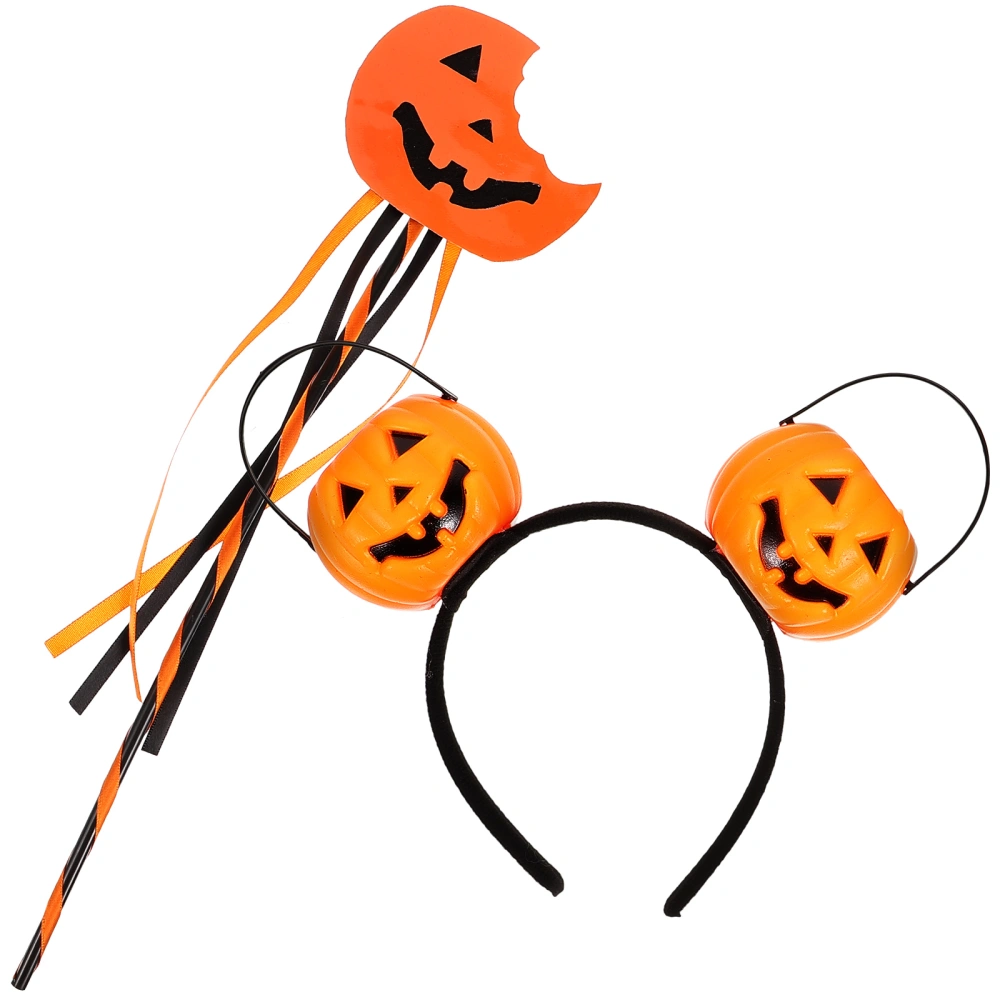 1 Set Halloween Pumpkin Headband Party Headband Long Wand Cosplay Decorative Props