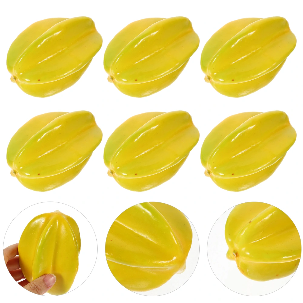 6pcs Artificial Fake Fruits Kitchen Decoration Faux Fruits Decor Artificial Fruits for Decoration (Fake Carambola)